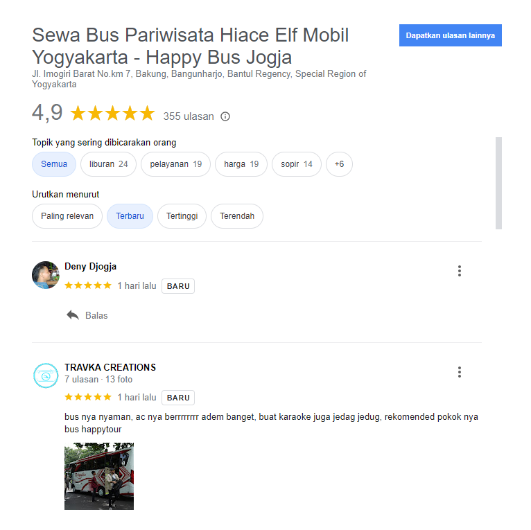 Review Sewa Bus di WisataHappy.com dari Happy Bus